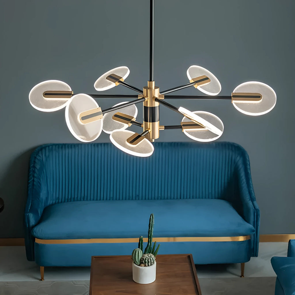 Nordic iron LED chandelier pendant lamp with acrylic light source for dining room