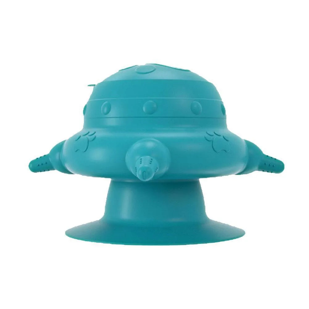 Pink silicone pet nursing device with bionic breast-shaped milk bowl and pacifiers