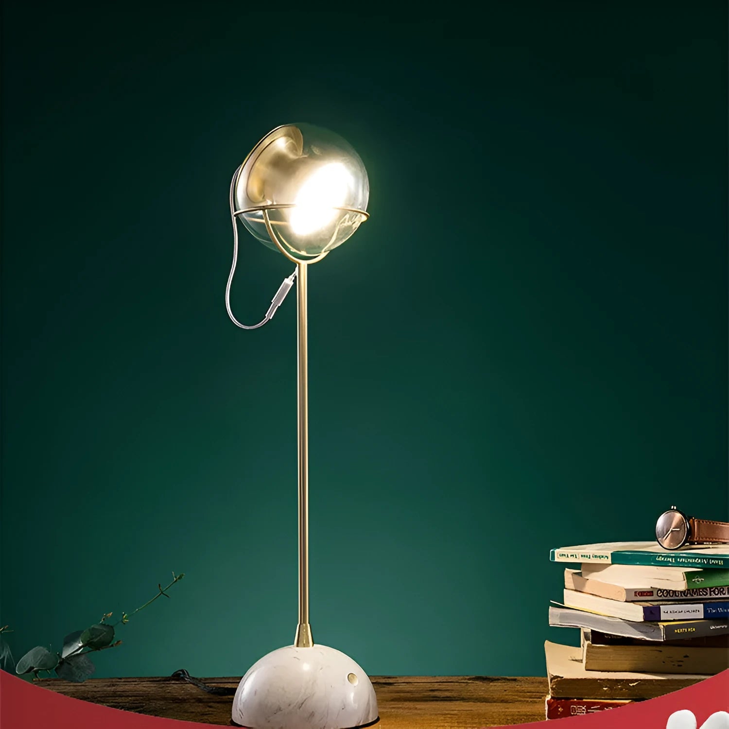 Glass desk lamp with dimmable touch switch and LED lighting for 220V US outlets