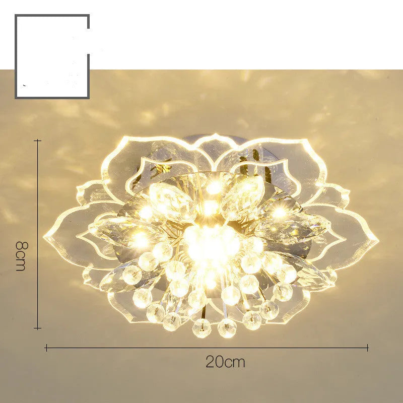 Modern crystal and acrylic ceiling lamp with flower-shaped design and LED light source for residential lighting