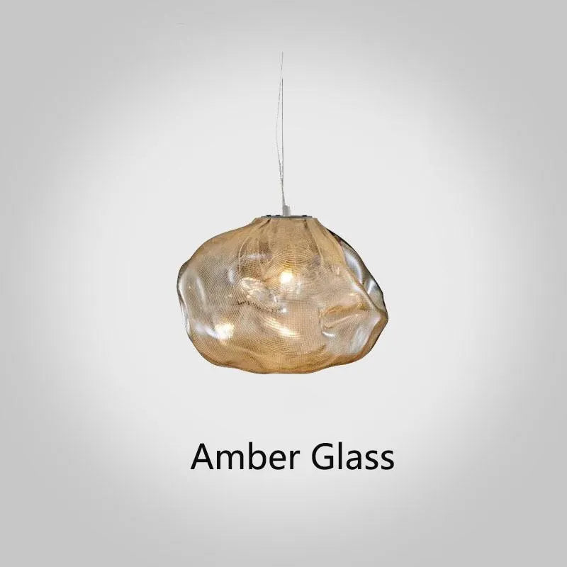 Glass shade decorative chandelier with fabric elements and E27 lamp holder in modern style