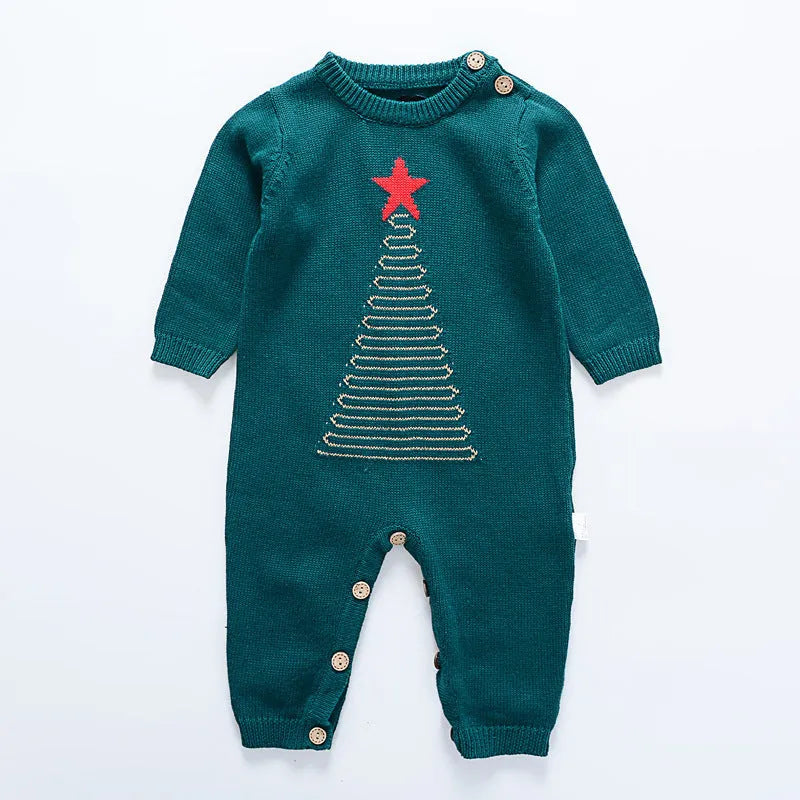 Baby knitted sweater jumpsuit in 95% cotton, long sleeves, concealed buttons, neutral beige colour, size 73cm