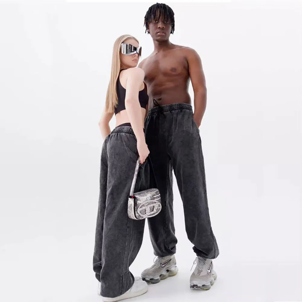 Men's loose cotton hoodie and jogger set with pullover hooded sweatshirt and pants, wool lining, S-2XL