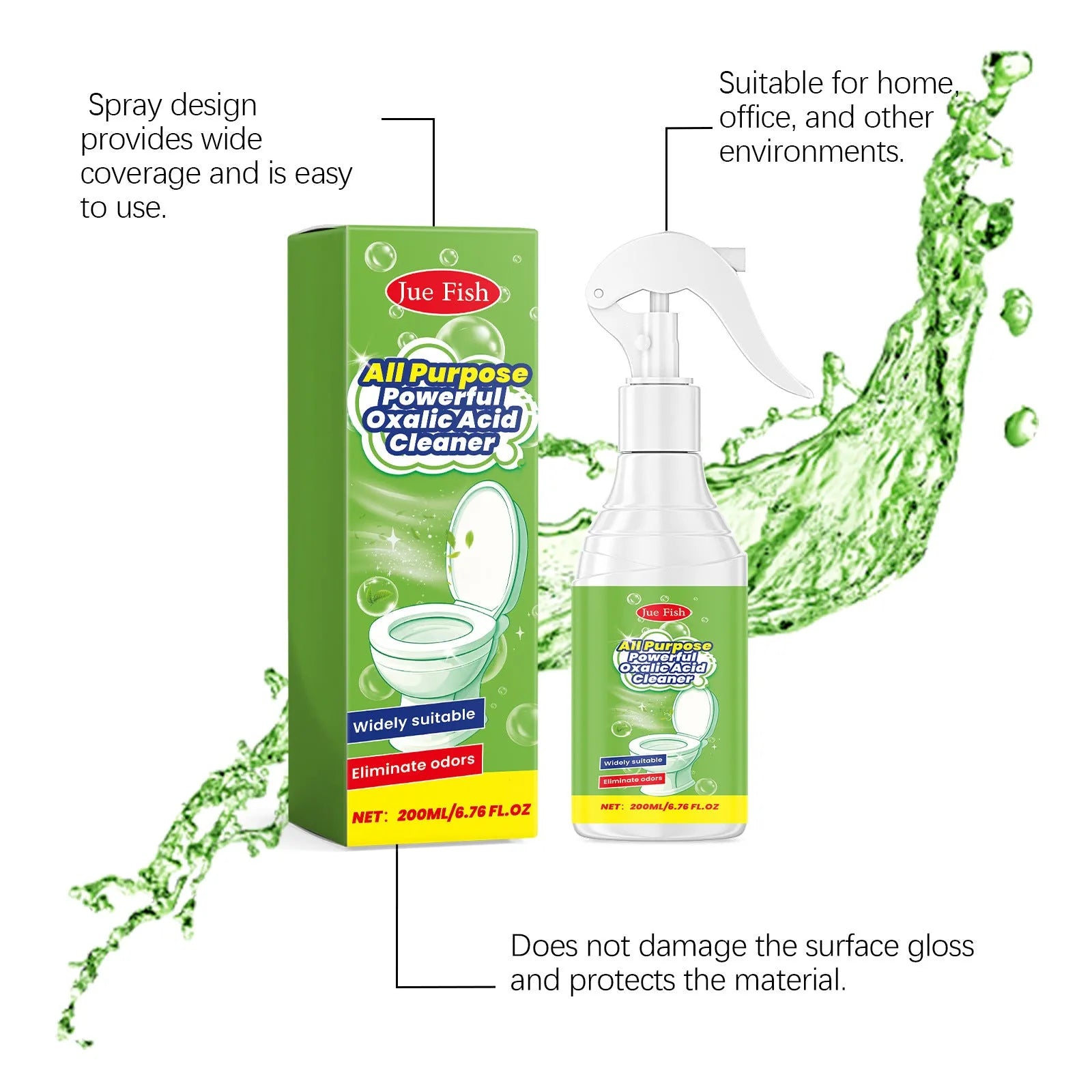 200ml household grease cleaning spray bottle with measurement showing 5.5cm diameter