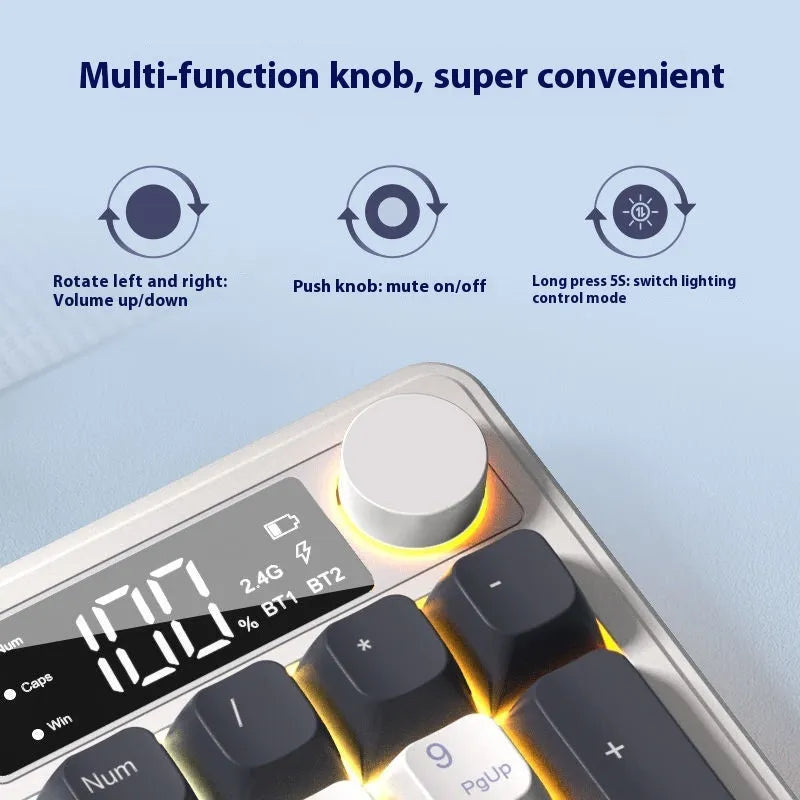 Wireless Bluetooth keyboard and mouse set with ball cap keycaps and multiple colour options on a desk