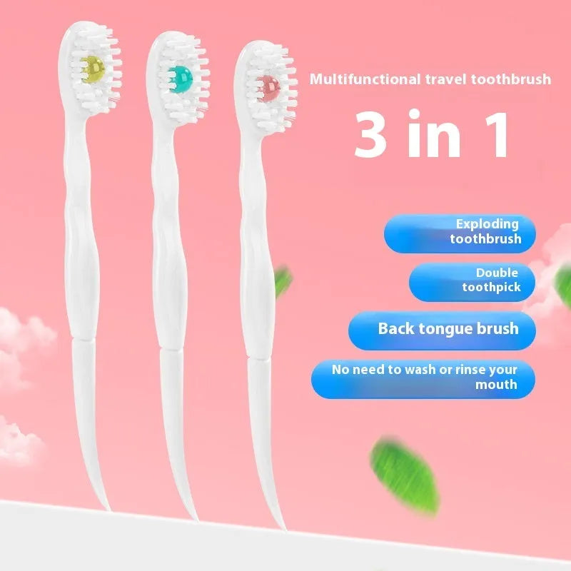 Box containing 20 disposable bead toothbrushes for travel with flavour options