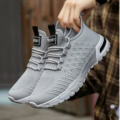 Men's lightweight mesh casual shoes in army green colour, size 42 displayed on white background