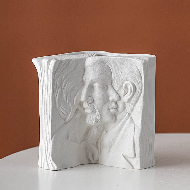 Ceramic book stand with glazed finish in a modern simplicity style