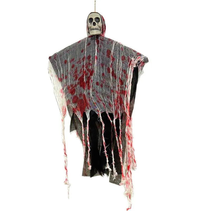 Blood-dyed luminous skull hanging ghost Halloween decoration for outdoor display