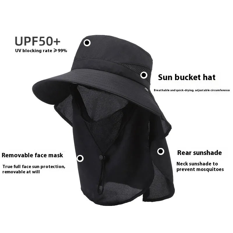 Men's adjustable wide-brim fisherman sun hat in polyester fabric, shown in army green colour.