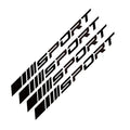 Black hollow sports design PET car rim sticker measuring 10 by 0.7 centimetres.
