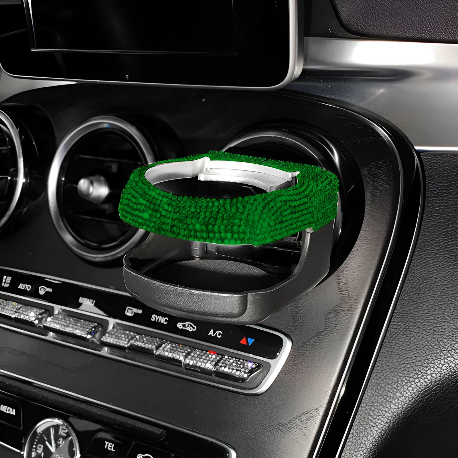 Diamond-decorated car air vent cup holder in white, colour, pink, red, blue, black or green