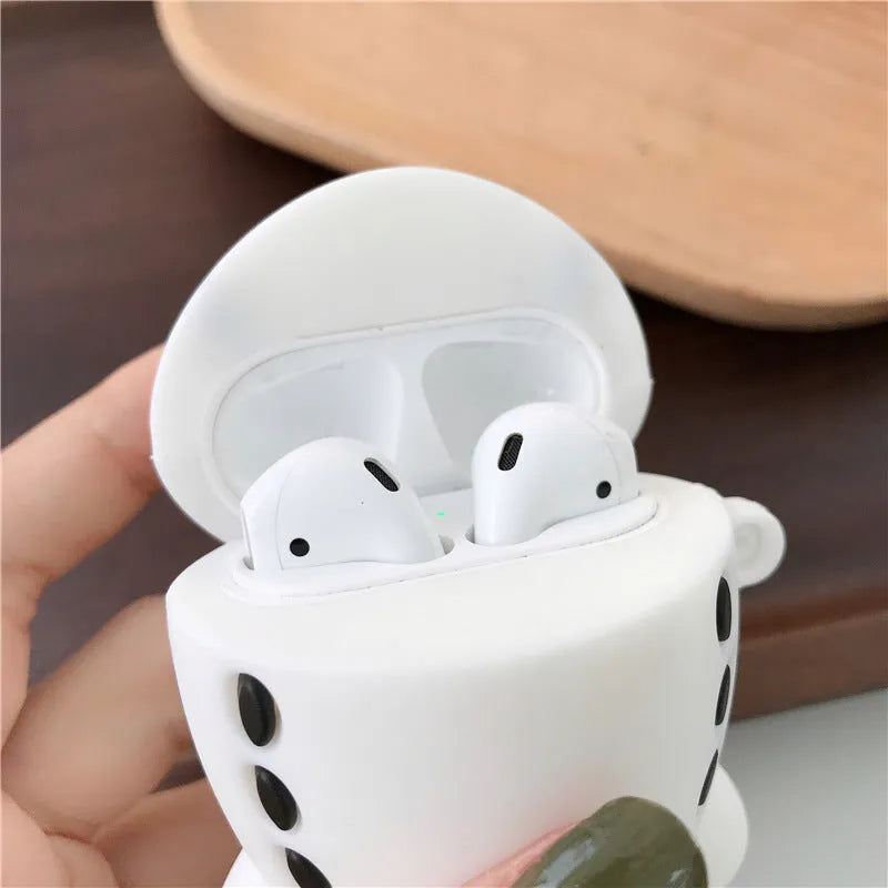 Cartoon aircraft headset design silicone flip case for Apple AirPods with hook accessory