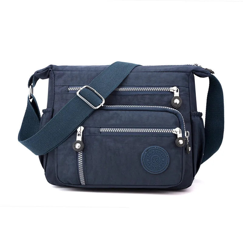 Nylon messenger shoulder bag in square vertical design with adjustable strap