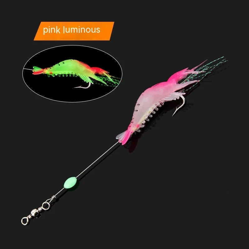 Luer soft fishing lures in six colours including luminous options with 4 cm hooks