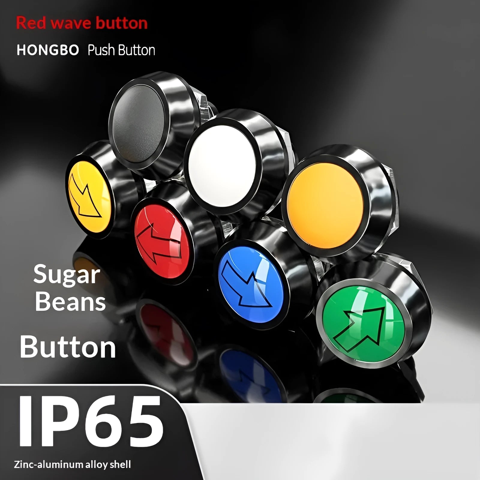 12mm spherical head self-resetting push button switch with silver-plated contacts and waterproof protection