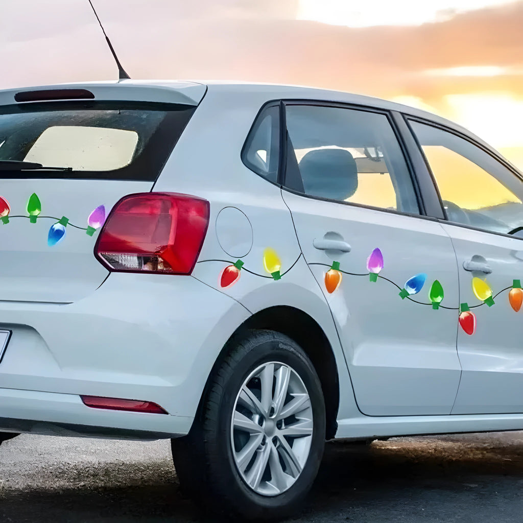 Christmas reflective magnetic light bulb set with 24 bulbs and 12 wires for car and refrigerator decoration