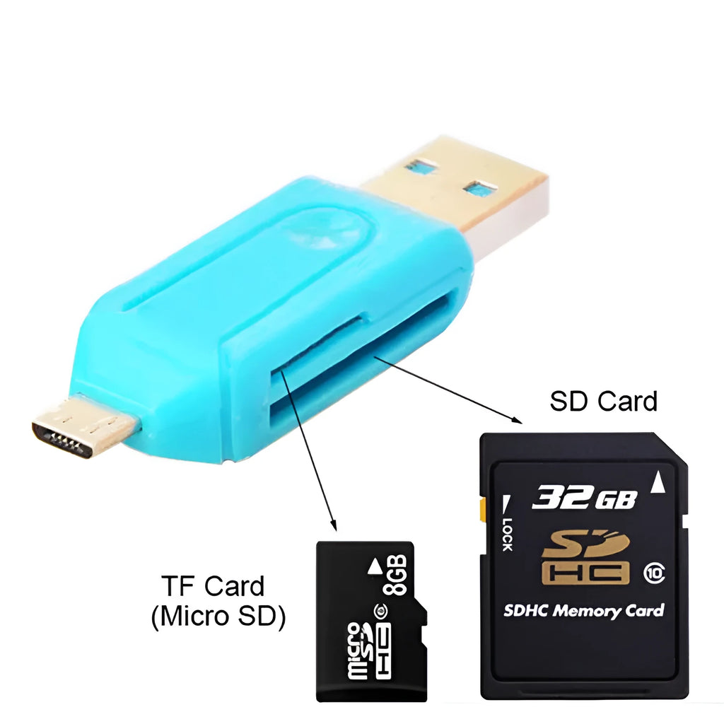 USB 2.0 OTG dual-purpose card reader for mobile phones and computers in multiple colours