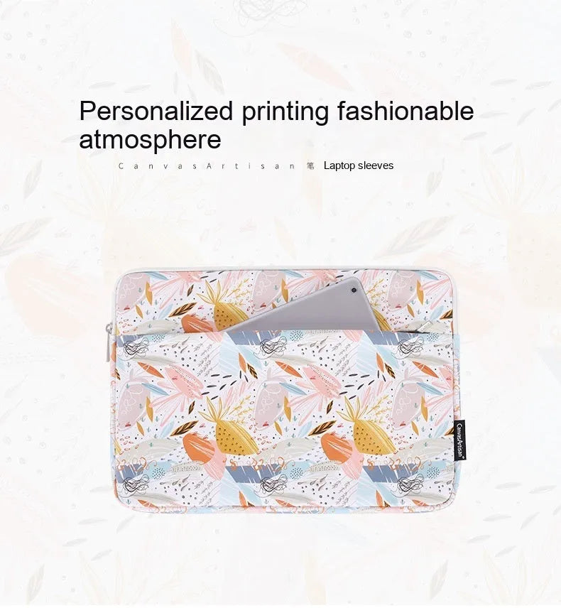 White PU leather laptop inner bag showing waterproof protective sleeve for 14 inch computers