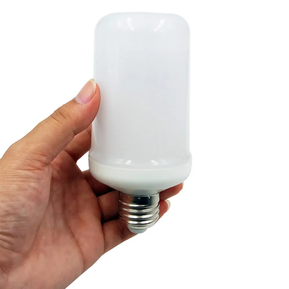 Decorative flame effect lamp showing LED flickering emulation lighting in use