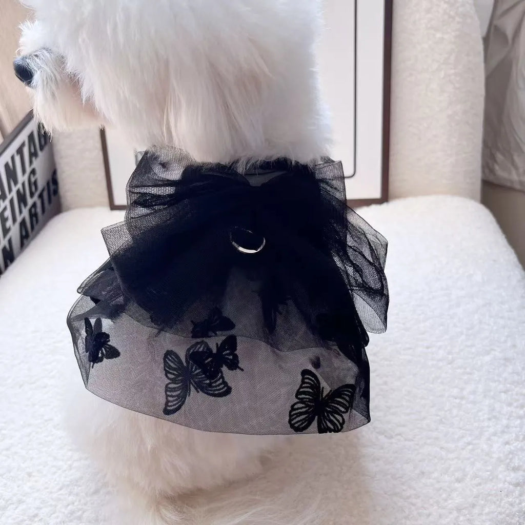 Black princess tulle skirt for small dogs and cats with five size options