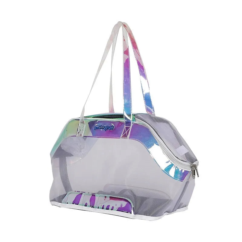 Leather cat carrier bag with 25 litre capacity in solid colour options