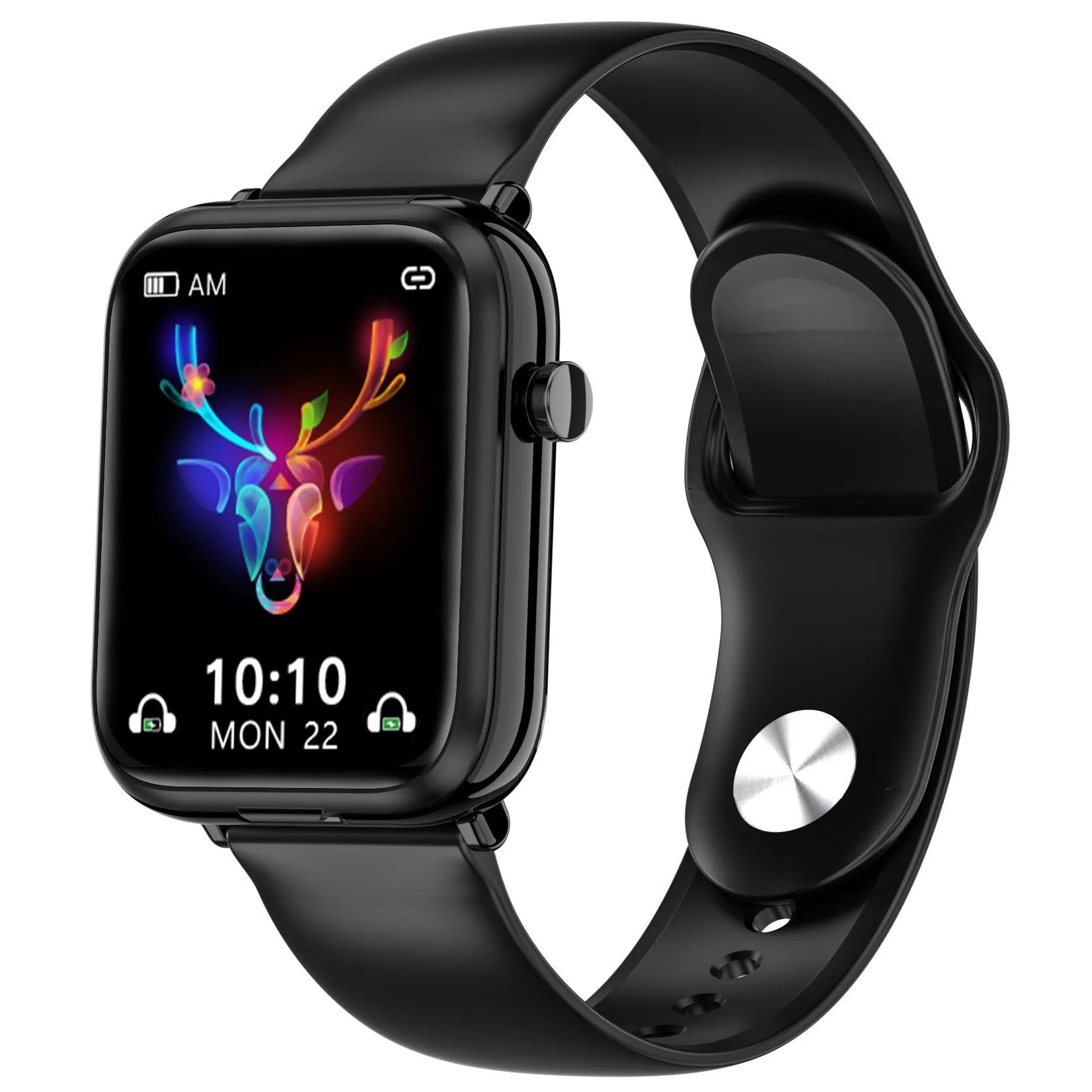 Black smart Bluetooth watch headset with 1.69-inch touchscreen and zinc-alloy body