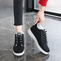 Women's flat sneakers in black, round toe, front lacing, rubber sole, size 35-40