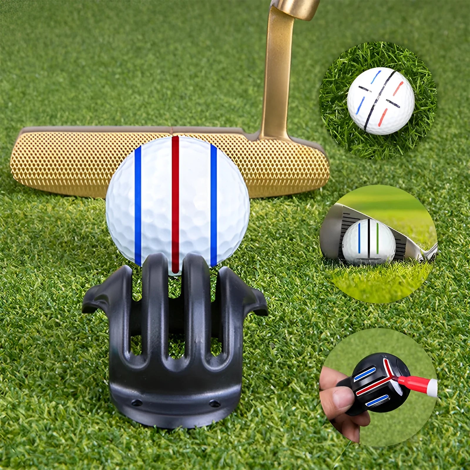 Plastic golf ball scriber alignment tool set with four scribers and one drawing pen