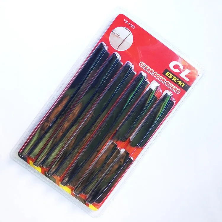 White plastic car door edge anti-collision strip protector set.