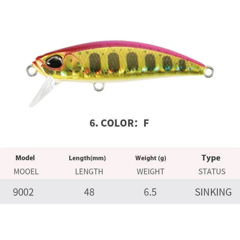 48mm Japanese mino fishing lure for mandarin fish and snakehead in multiple colours