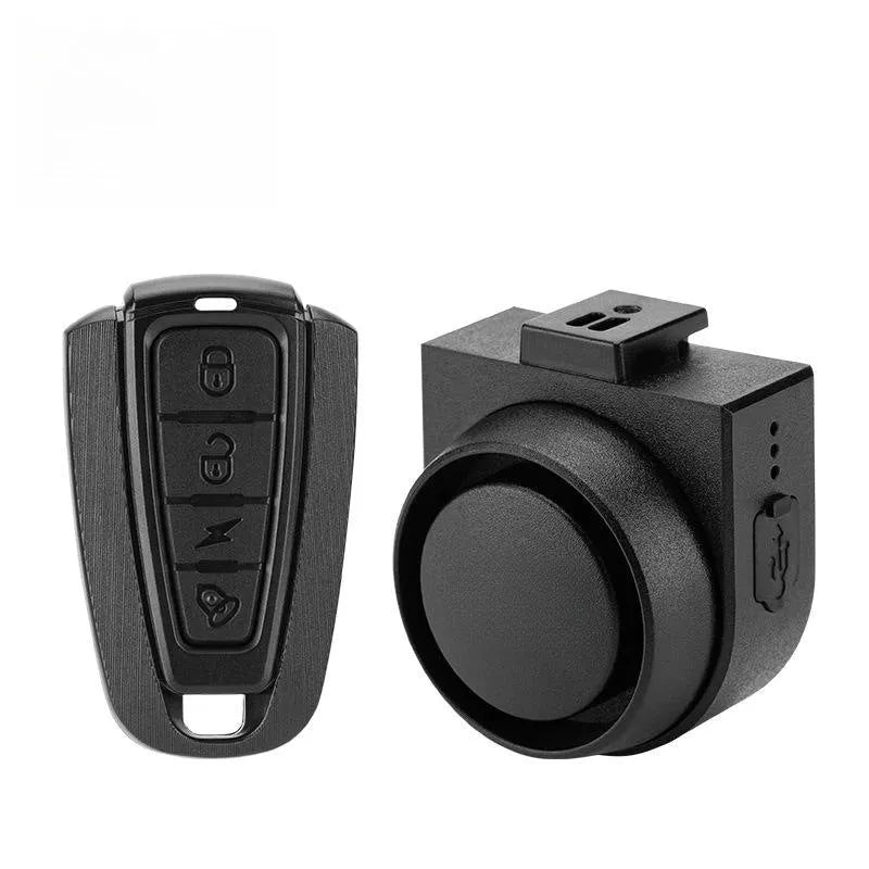 Black ABS rechargeable multifunctional bicycle and motorcycle alarm with remote control and 115dB siren