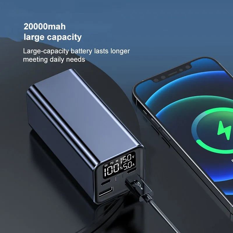 65W 20000mAh metal laptop power bank in black, blue or grey colours