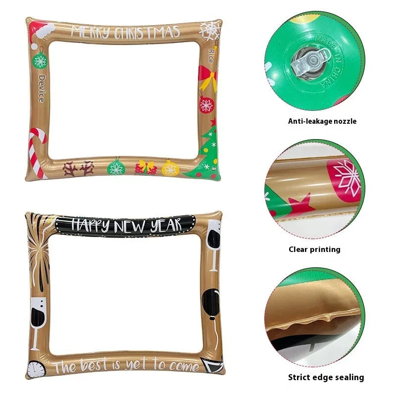 Christmas inflatable PVC photo frame for holiday photography and parties