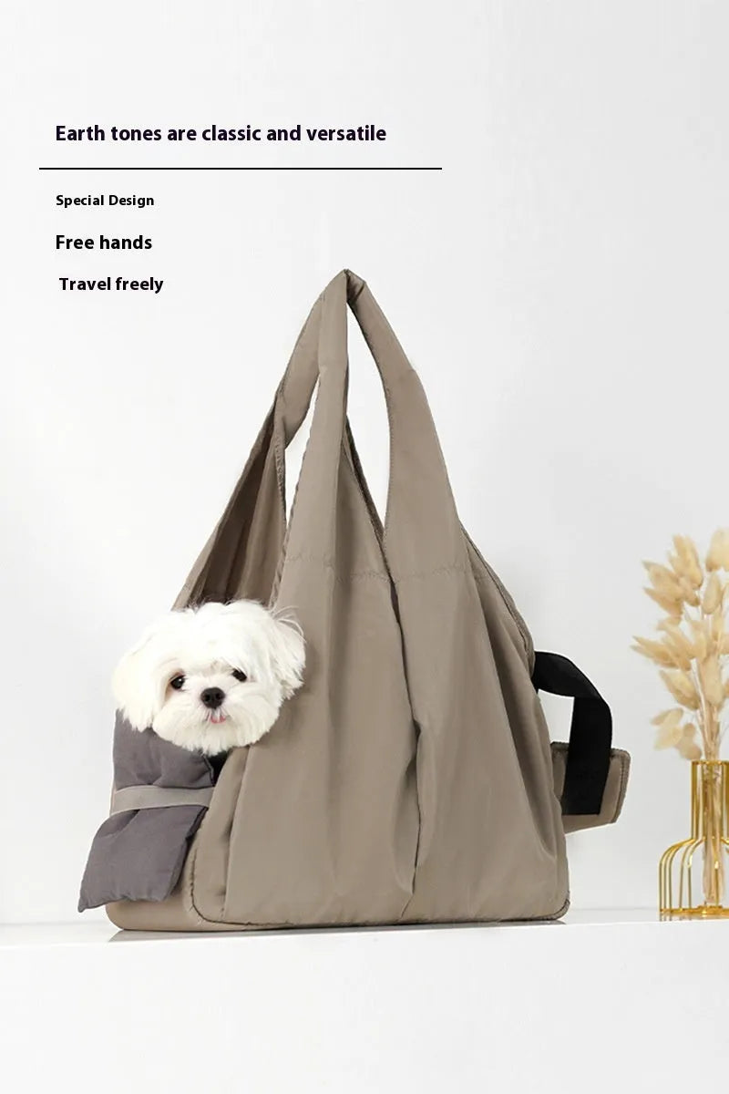 Apricot cloth pet handbag carrier for small dogs and cats