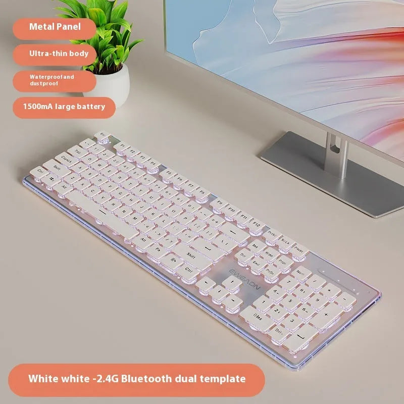 Prewalker V3 silent keyboard and mouse set in retro green colour on a desk.
