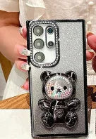 Silicone diamond plated all-inclusive phone case in rose gold for iPhone 15