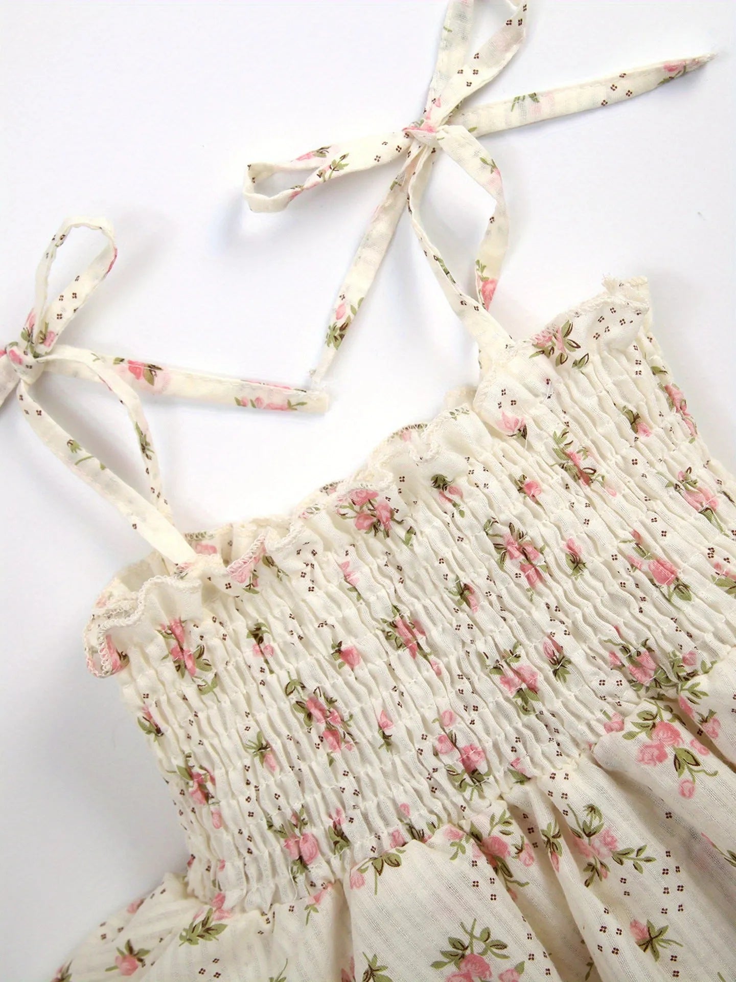Beige corduroy rabbit fur A-line suspender skirt jumpsuit set for newborn baby girl with white T-shirt and headband