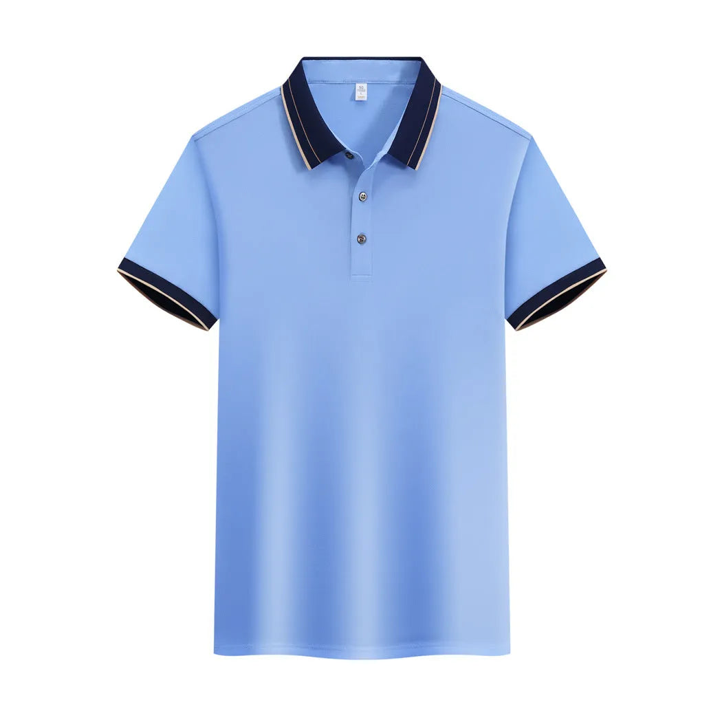 Ice Ion mercerized pearl cotton colour matching collar polo shirt in white, front view, short sleeves, regular fit