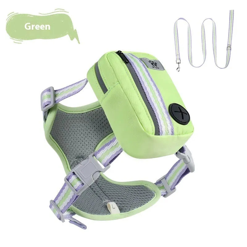 Explosion-proof anti-strangulation dog harness with traction rope in Oxford cloth