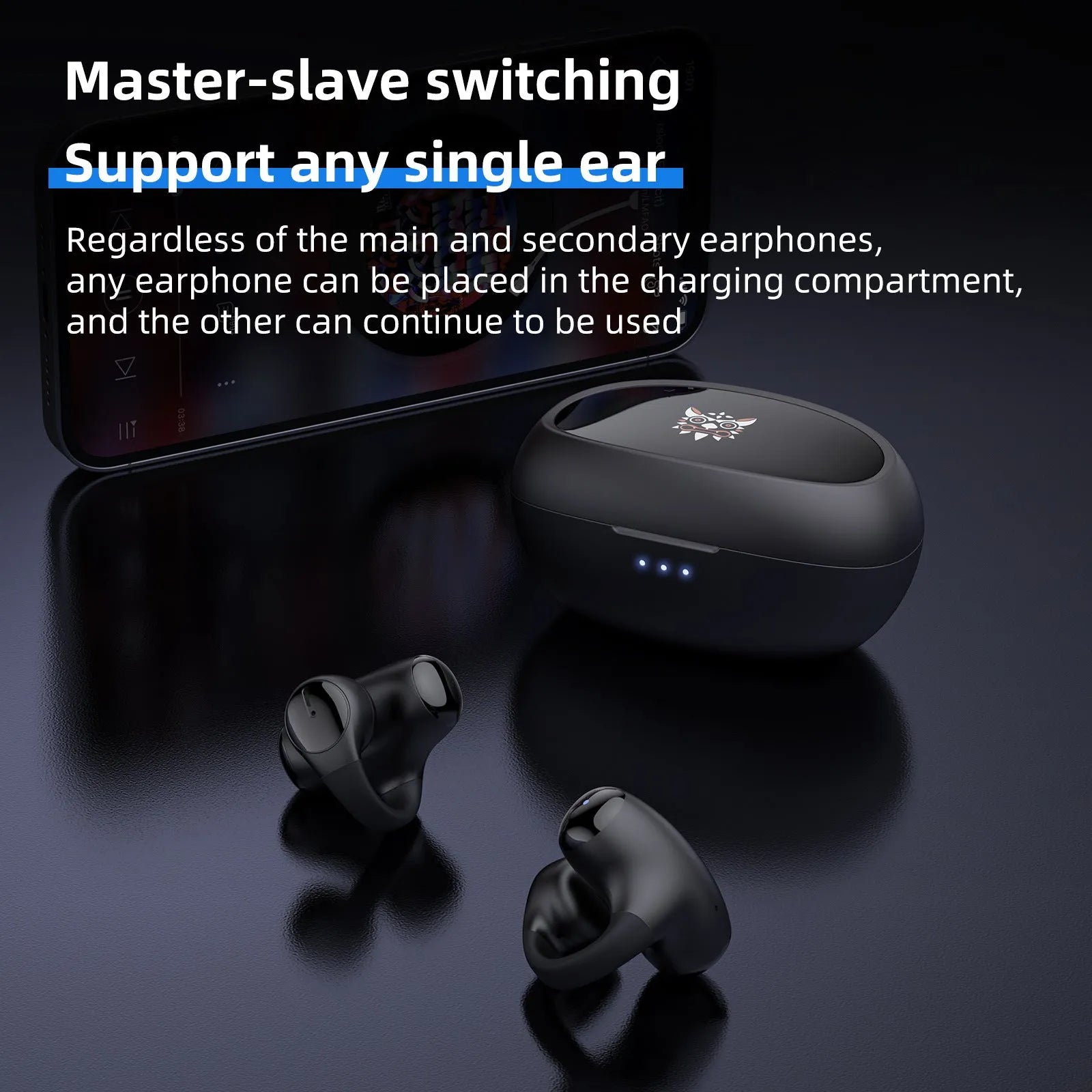 Black Bluetooth sports headset with clip-on ear hook design for gaming and active use