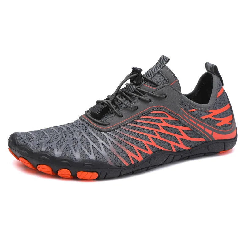 Outdoor fashion lace-up casual shoes with non-slip rubber outsole on a solid background.