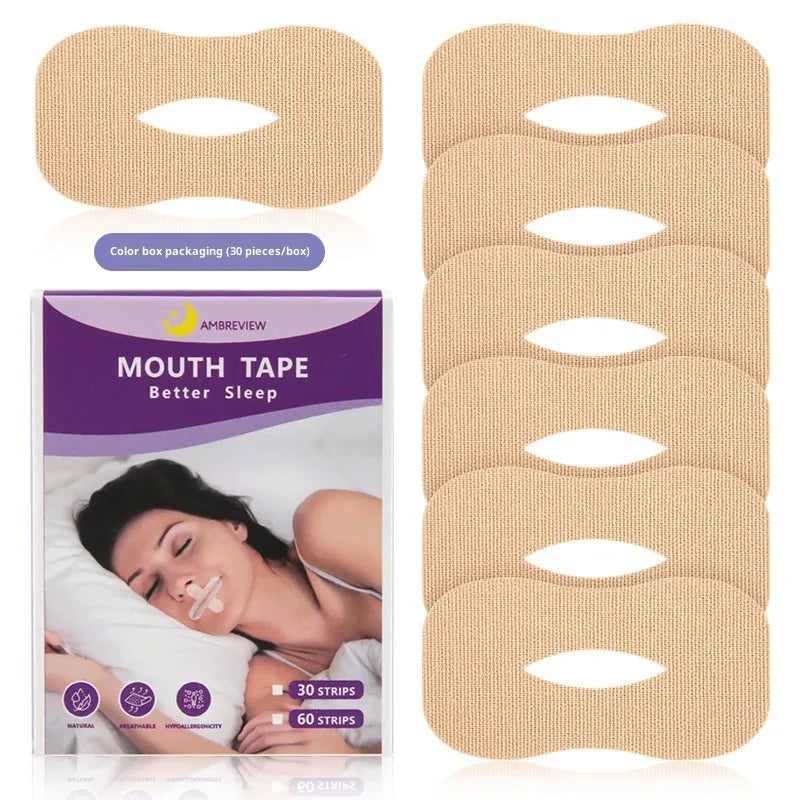 Cotton O-shaped anti-snoring patch 30 pieces in skin colour and light blue box