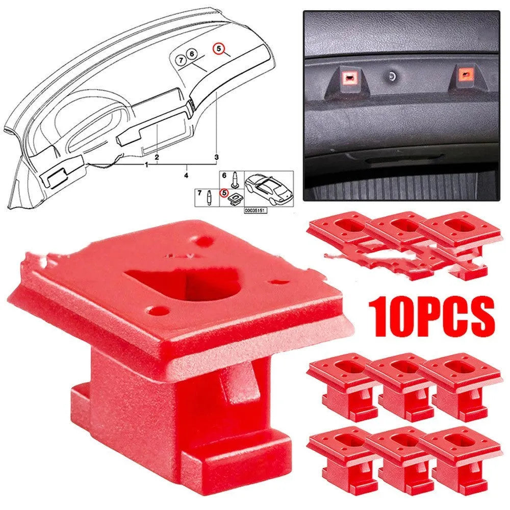 Plastic snap buckle clips for BMW door walnut interior trim panel replacement.