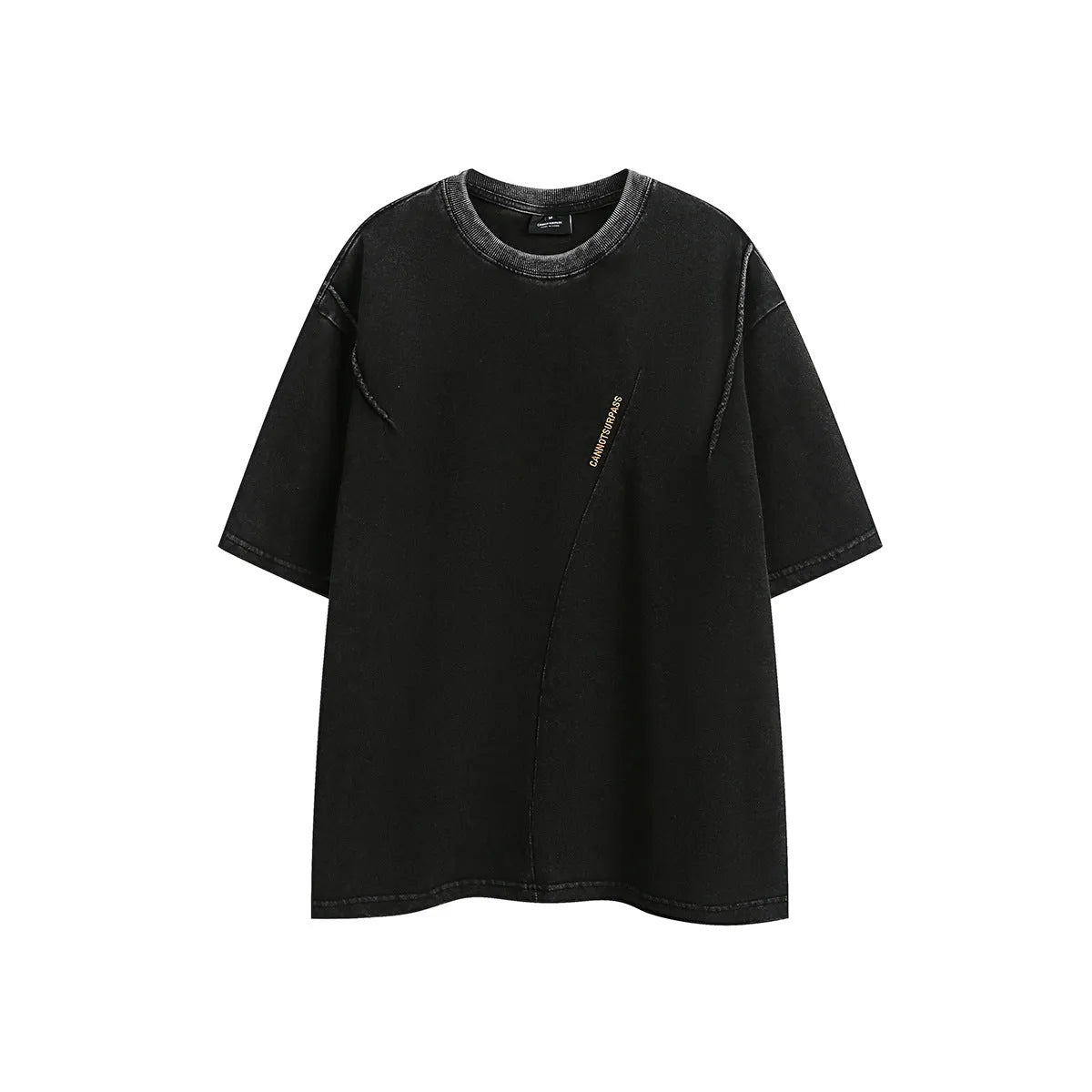 Retro loose fit embroidered t-shirt in washed cotton fabric available in purple or black colours