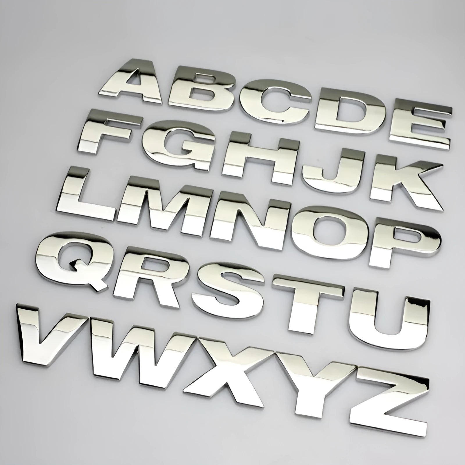 3D metal zinc alloy car bumper sticker showing raised letter A in black finish, 2.5cm size