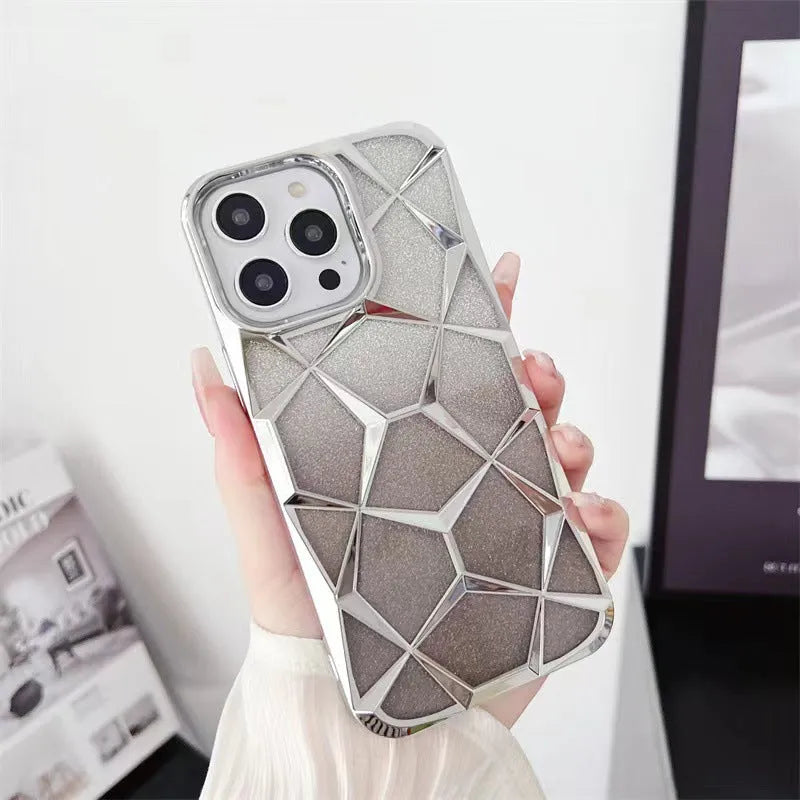 Gradient electroplating Water Cube phone case for iPhone with anti-fall TPU back cover in purple colour
