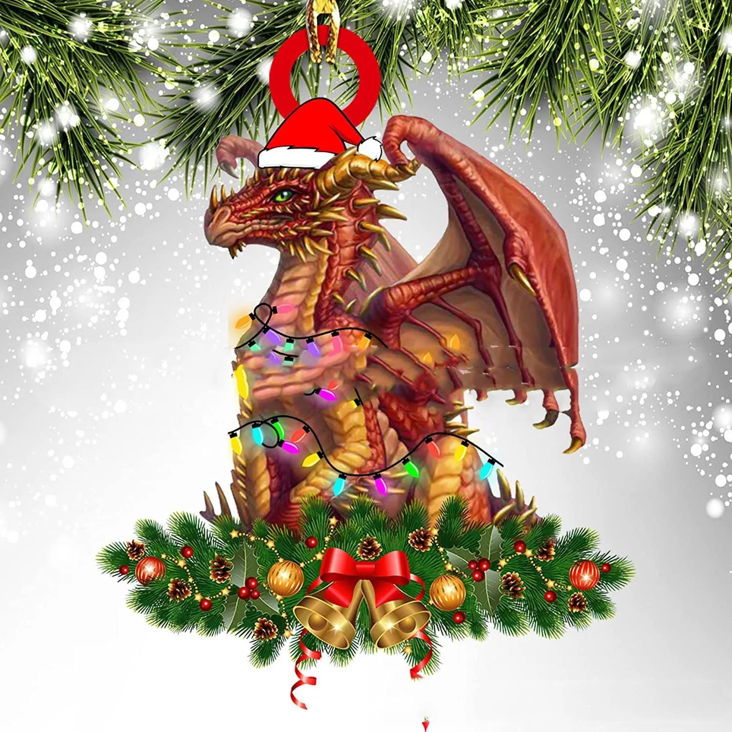 Dinosaur dragon egg Christmas pendant in acrylic, 8cm, one of 18 colour styles