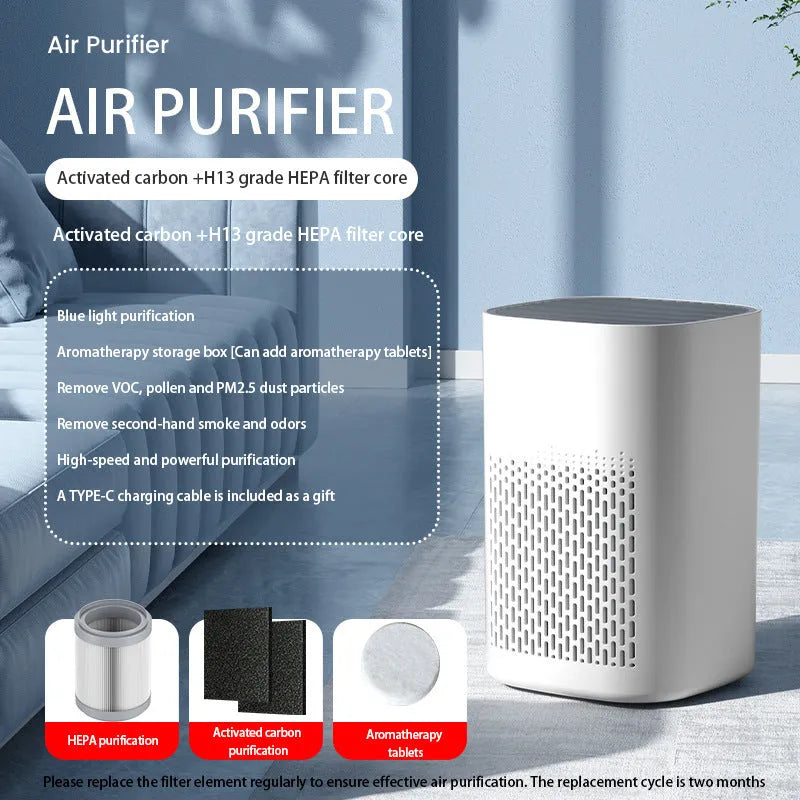 Simple style USB desktop air purifier unit for small rooms under 10 square metres.