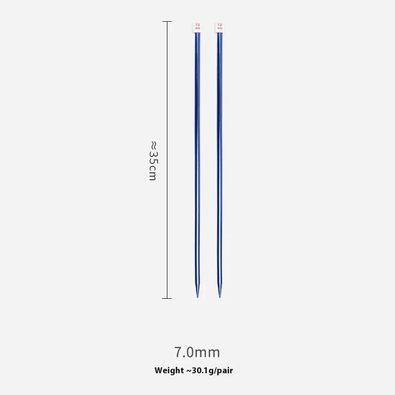 Lengthened crochet hook set with protective caps showing 14 different sizes from 2.0mm to 10.0mm